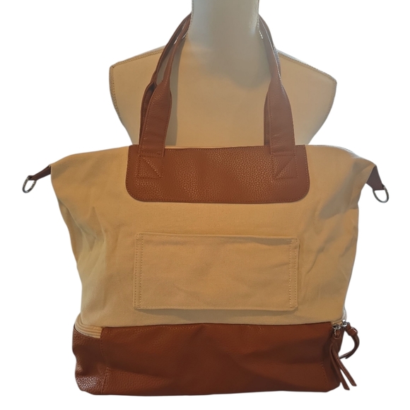 Graf Lantz NWT Carry On Weekender Tote Canvas Roomy Neutral 15"x15"x7" Dust Bag - Picture 11 of 11